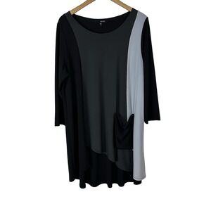 Sun‎ Kim Deborah Tunic Dress Asymmetrical Womens XL Lagenlook Artsy Minimalist